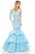 Sherri Hill - 52044 Lace Illusion Jewel Tiered Mermaid Dress In Blue