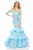 Sherri Hill - 52044 Lace Illusion Jewel Tiered Mermaid Dress In Blue