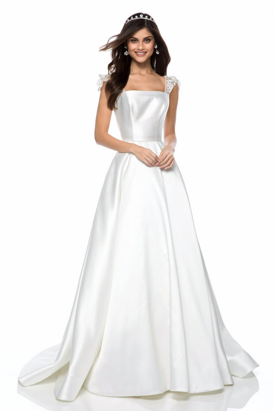 Sherri Hill - 52045 Floral Applique Mikado Ballgown In White