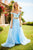 Sherri Hill - 52046 Two Piece Off-shoulder Tulle A-line Dress In Blue and Print