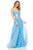 Sherri Hill - 52046 Two Piece Off-shoulder Tulle A-line Dress In Blue and Print