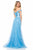 Sherri Hill - 52046 Two Piece Off-shoulder Tulle A-line Dress In Blue and Print