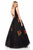 Sherri Hill - 52047 Lace Applique V-Neck Ballgown In Black and Red