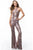 Sherri Hill - 52082 Crisscross Halter Beaded Jumpsuit In Pink