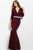 Jovani - Embellished Plunging V-neck Trumpet Dress 52091  in Red