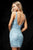 Sherri Hill - 52091 Bead Embellished Plunging V-Neck Short Dress In Blue