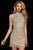 Sherri Hill - 52097 Beaded High Halter Sheath Short Dress In Neutral and Silver