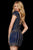Sherri Hill - 52108 Beaded Short Sleeve V-Neck Fitted Dress In Blue and Multi-Color