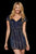 Sherri Hill - 52108 Beaded Short Sleeve V-Neck Fitted Dress In Blue and Multi-Color