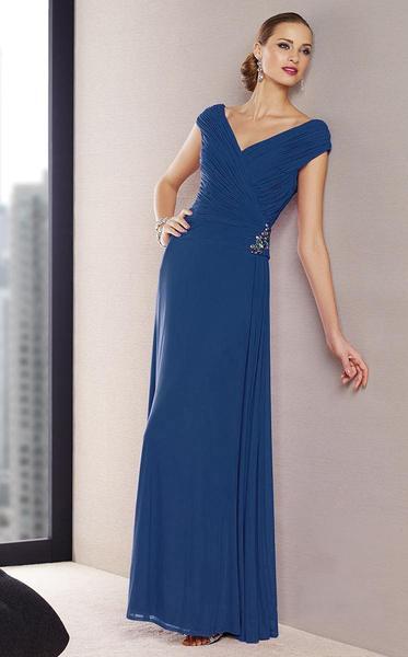 Alyce Paris - Cap Sleeve V-Neck Ruched A-Line Gown 29700 - 1 Pc. Midnight in size 16 Available