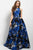 52124 Halter Floral Racer Back Ballgown