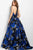 52124 Halter Floral Racer Back Ballgown