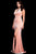52136 Plunging Halter Velvet Sheath Dress