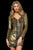 Sherri Hill - 52139 Sequined Long Sleeve Short Fitted Dress In Gold and Green