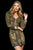 Sherri Hill - 52139 Sequined Long Sleeve Short Fitted Dress In Gold and Green