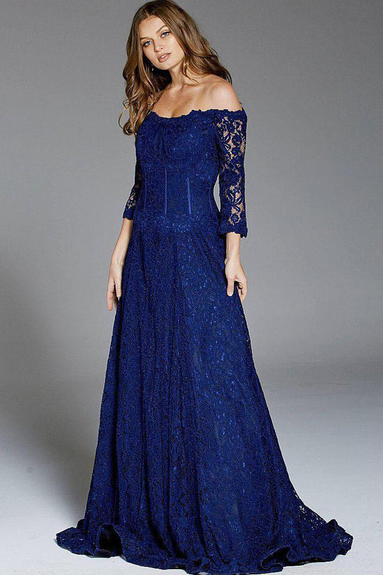 52145 Lace Off-Shoulder A-line Gown