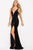 52157 Deep V-Neck Glitter Velvet Fitted Prom Gown