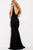 52157 Deep V-Neck Glitter Velvet Fitted Prom Gown