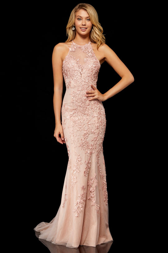 Sherri Hill - 52160 Halter Neck Trumpet Dress In Pink