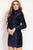 Jovani Long Sleeve Embellished Velvet High Neck Dress 52184 in Blue