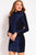 Jovani Long Sleeve Embellished Velvet High Neck Dress 52184 in Blue