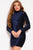Jovani Long Sleeve Embellished Velvet High Neck Dress 52184 in Blue