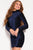 Jovani Long Sleeve Embellished Velvet High Neck Dress 52184 in Blue