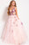 52207 Floral Applique V Neck Prom Ballgown