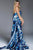 52223 Floral Printed Fold over Mermaid Dress