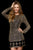 Sherri Hill - 52228 Beaded Long Sleeve Jewel Neck Sheath Dress In Black and Gold