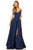Sherri Hill - 52245 Plunging V- Neckline A Line Taffeta Dress In Blue