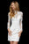 Sherri Hill - 52259 High Neck Lace Long Sleeve Sheath Dress In White