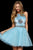 Sherri Hill - 52263 Embroidered Velvet Bodice A Line Short Dress In Blue