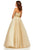 Sherri Hill - 52264 Beaded Strapless A Line Dress In Gold and Neutral