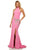 Sherri Hill - 52288 Long High Halter Beaded Mermaid Dress In Pink and Silver