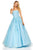 Sherri Hill - 52341 Strapless Floral Appliqued A Line Tulle Dress In Blue