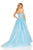 Sherri Hill - 52341 Strapless Floral Appliqued A Line Tulle Dress In Blue