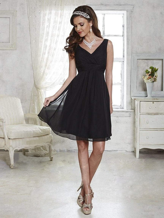 Damas - 52370 Ruched V-neck Chiffon A-line Dress