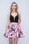 Nina Canacci - 523 Floral Printed Deep V-neck A-line Dress