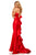 Sherri Hill - 52471 Mikado Fitted Open Back Dress with Ruffles In Red