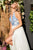 Sherri Hill - 52475 Embroidered V-Neck Beaded High Slit Dress In White and Blue