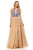 Sherri Hill - 52475 Embroidered V-Neck Beaded High Slit Dress In Neutral and Blue