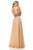 Sherri Hill - 52475 Embroidered V-Neck Beaded High Slit Dress In Neutral and Blue