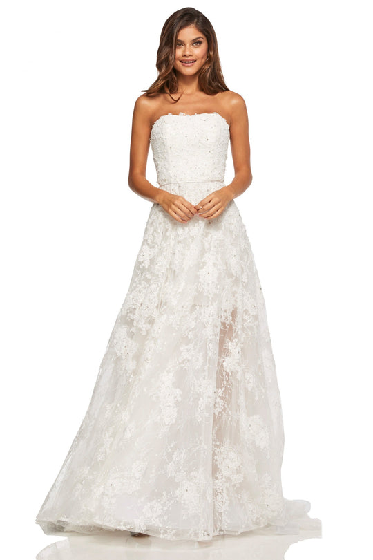 Sherri Hill - 52477 A Line Applique Dress In White
