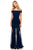 Sherri Hill - 52482 Cap Sleeve Off Shoulder Fitted Illusion Dress In Blue