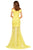 Sherri Hill - 52482 Cap Sleeve Off Shoulder Fitted Illusion Dress In Yellow