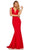 Sherri Hill - 52483 Long Plunging V-Neck Empire Mermaid Gown In Red