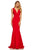 Sherri Hill - 52483 Long Plunging V-Neck Empire Mermaid Gown In Red