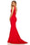 Sherri Hill - 52483 Long Plunging V-Neck Empire Mermaid Gown In Red