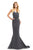 Johnathan Kayne - 524 Draped Blouson Sheath Gown in Gray